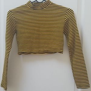 Black & Yellow Striped Crop Top